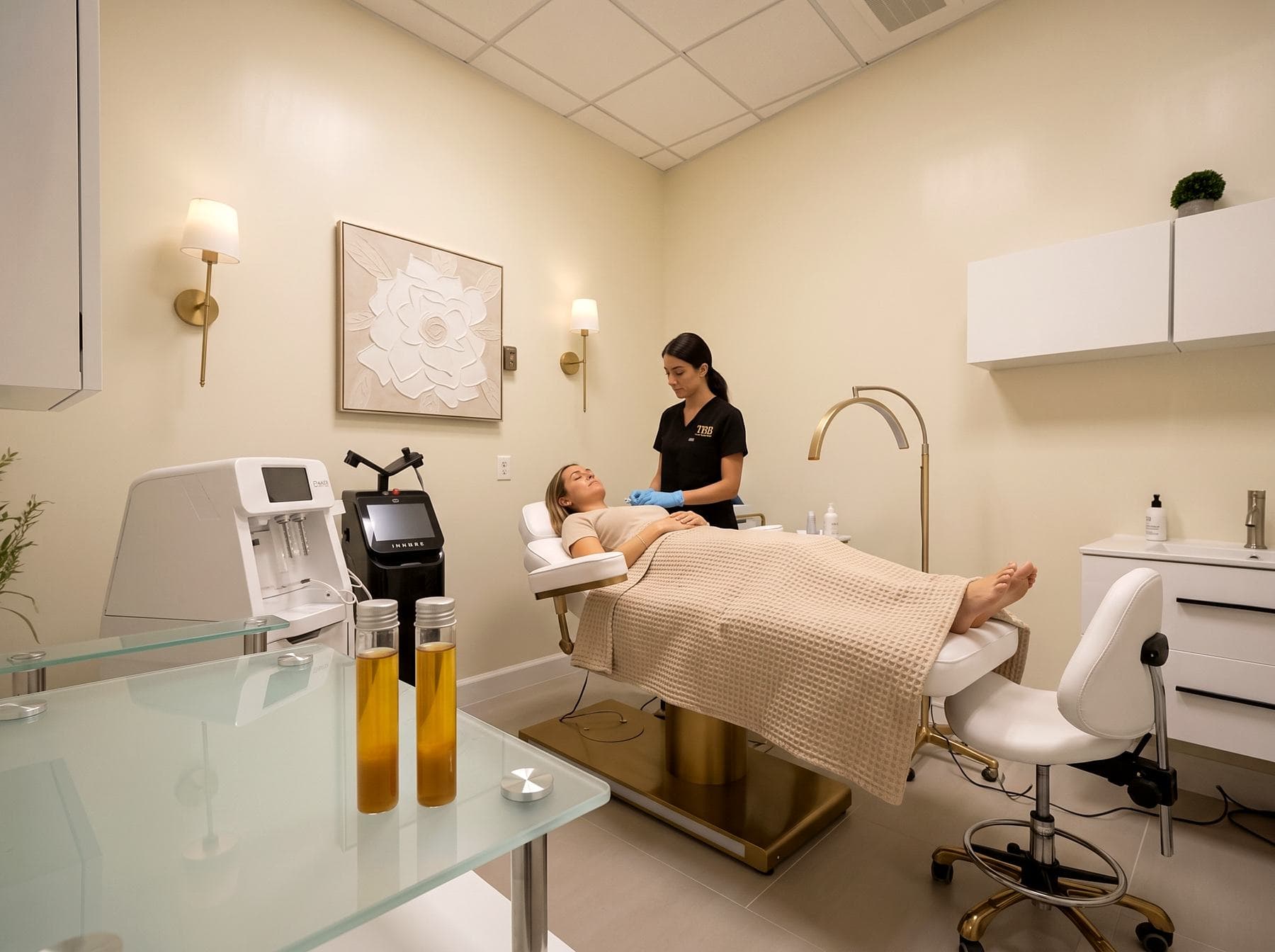 Platelet-rich plasma being prepared in a centrifuge tube for PRP treatments at The Body Bar MD