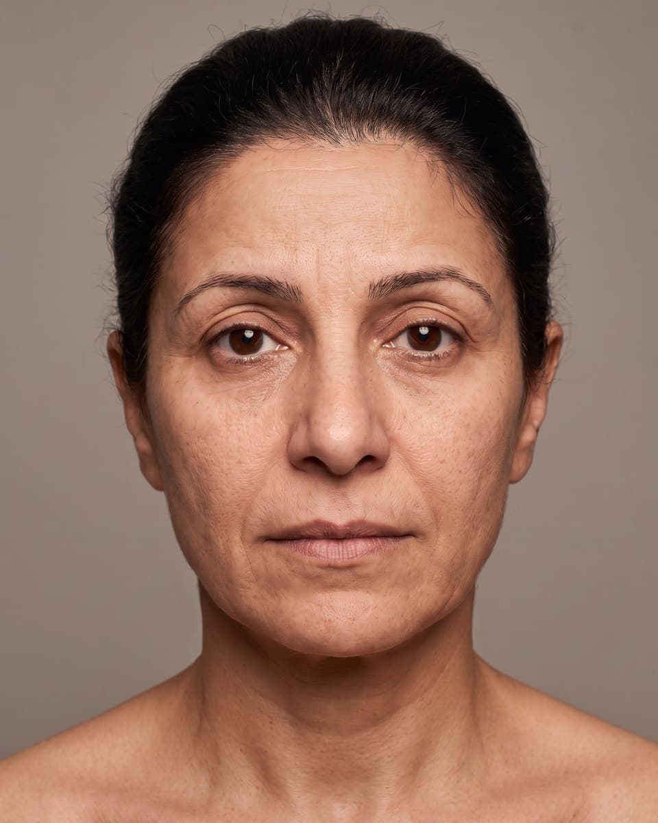 Illustrative example, after: Softer forehead lines, illustrative