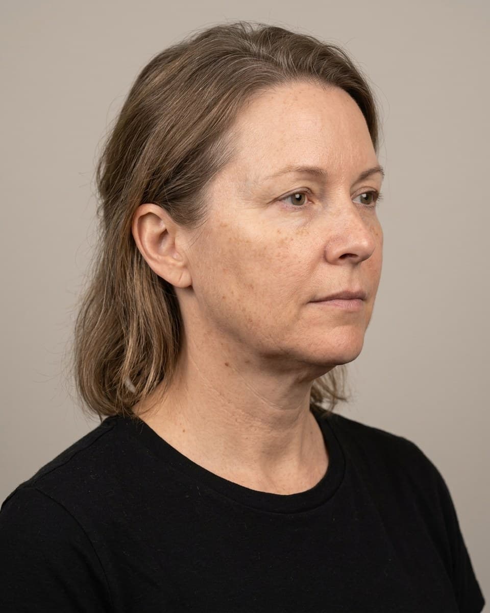 Illustrative example, before: A firmer, more contoured jawline after a Morpheus8 series, illustrative