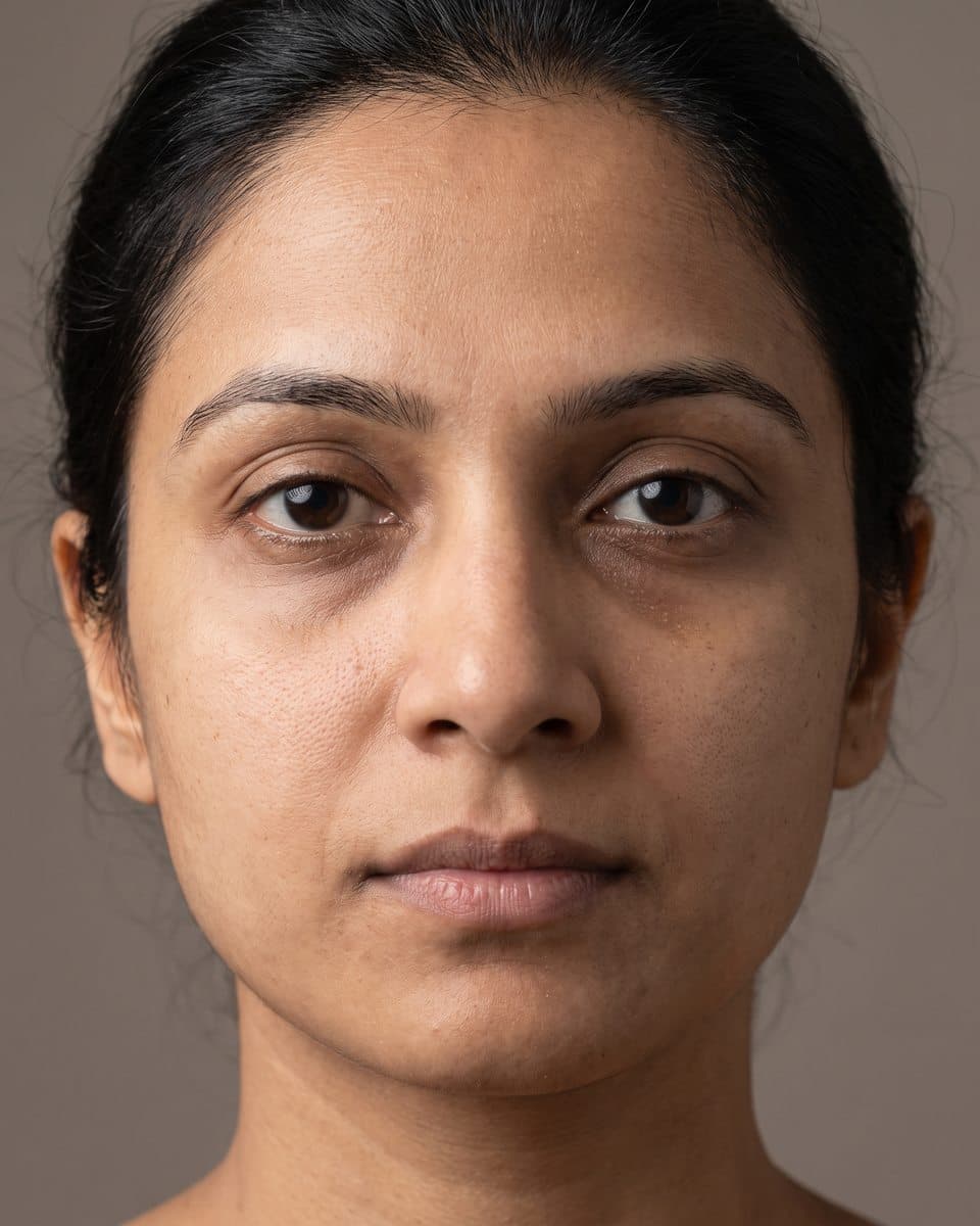 Illustrative example, before: Brighter, less tired-looking under-eyes after a PRP series, illustrative